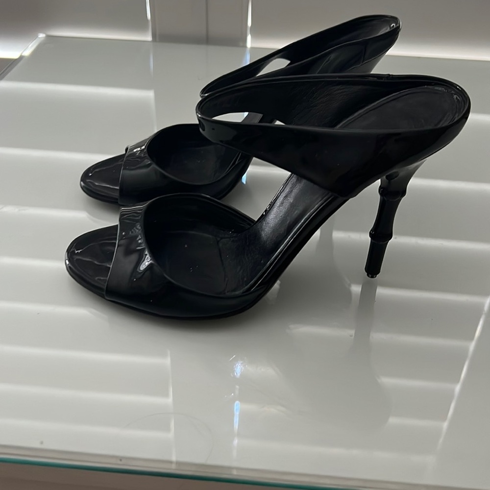 Gucci patent leather mules!